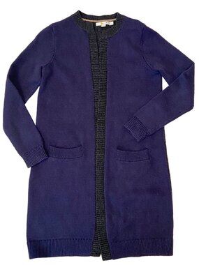 Boden Wool Blend Long Color Block Open Cardigan Size Small